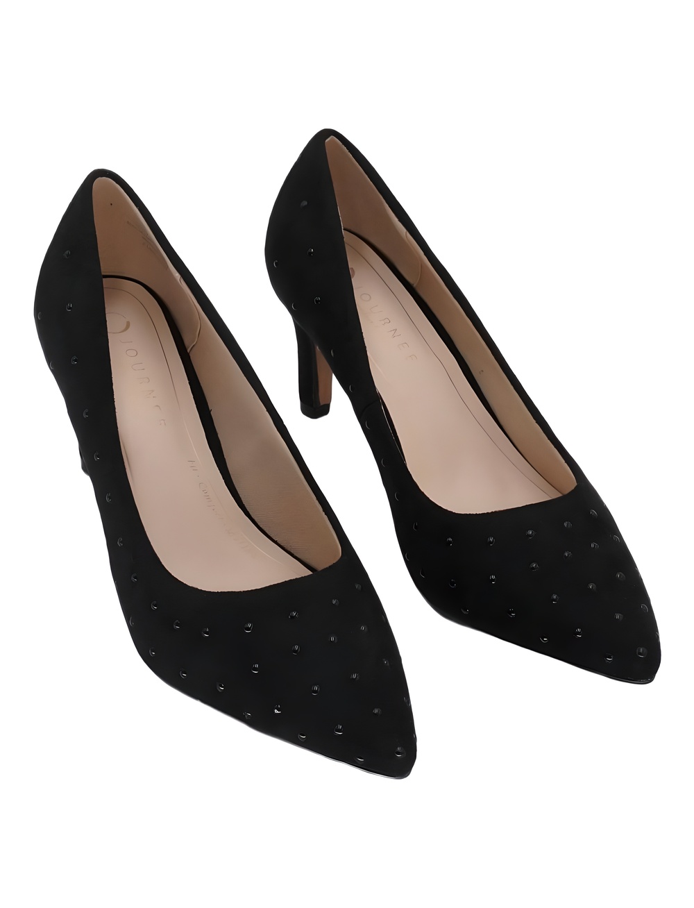 Journee Collection Scylee Pointed Toe Black Studded Stiletto Pumps Size 9.5